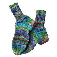 handgestrickte Socken für Erwachsene, Größe 38 - bunt gestreift Bild 1