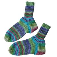 handgestrickte Socken für Erwachsene, Größe 38 - bunt gestreift Bild 2