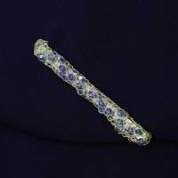 versilberter Damen-Krawattenschieber mit eingearbeiteten blauen Kristallen Bild 3