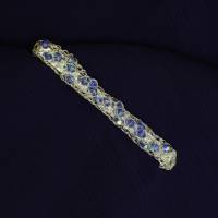 versilberter Damen-Krawattenschieber mit eingearbeiteten blauen Kristallen Bild 4