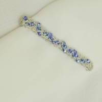 versilberter Damen-Krawattenschieber mit eingearbeiteten blauen Kristallen Bild 6