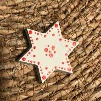 Hübsche kleine Deko-Sterne aus weißem Beton, weihnachtlich mit rot bemalt, 5er Set, 4 cm Bild 5