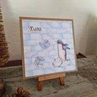 Weihnachtskarte - Pinguin - XMAS - Eiswürfel Bild 3