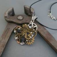 Steampunk Kraken Kette mit Zahnräder und Lava Perlen Draht/ Handgemachte Halskette Bild 2