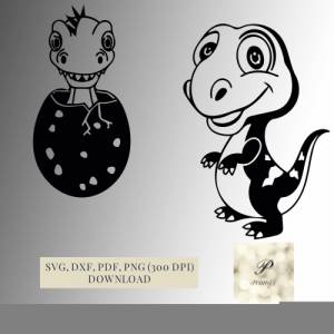 Plotterdatei Süßes Dinosaurier Set SVG Dateien für Cricut, lustige Dino Designs in den Formaten svg, png, dxf, pdf, Bild 1