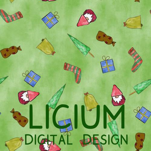 Endlosmuster für Stoffe - Patterndesign - Nahtlosmuster -digitale Datei -verschiedene Objekte Weihnachten-