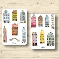 2x Sticker Sheets, Amsterdam Häuser vintage, Aufkleber Planner Stickers, Scrapbook Stickers Bild 1