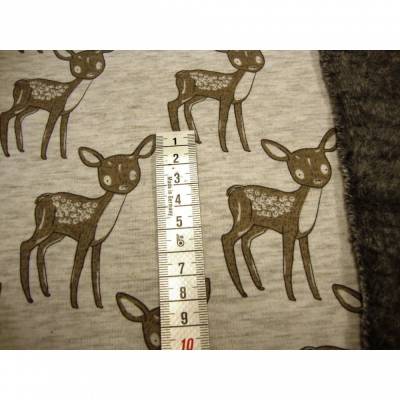 Rest 1,55m Alpenfleece melange verdutztes Rehkitz – beigemelange braun, kuscheliger Doubleface-Stoff