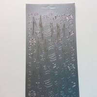 Sticker Silber, Schriftzüge Menü mit Blumen und Herzen, selbstklebend, zum Basteln von Menükarten Bild 3