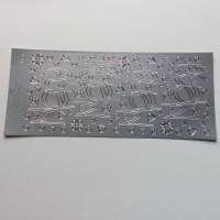 Sticker Silber, Schriftzüge Menü mit Blumen und Herzen, selbstklebend, zum Basteln von Menükarten Bild 4