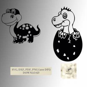 Plotterdatei Süßes Dinosaurier Set SVG Dateien für Cricut, lustige Dino Designs in den Formaten svg, png, dxf, pdf Bild 1