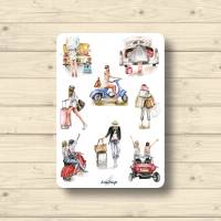 Sticker Sheet, Traveling girls, Aufkleber Planner Stickers, Scrapbook Stickers Bild 1