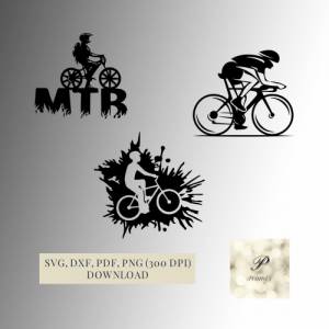 Plotterdatei Fahrrad, Mountainbike Bundle SVG Dateien für Cricut | Rad Design | Digitaler Download Bild 1