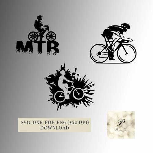 Plotterdatei Fahrrad, Mountainbike Bundle SVG Dateien für Cricut | Rad Design | Digitaler Download