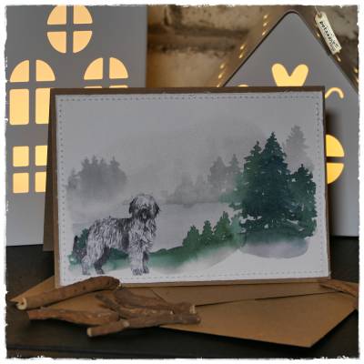 Briard-Kunstdruck in Aquarelloptik