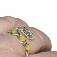 925er Silber Opal Ring handgemacht im Spiralring wirework Daumenring Bild 3