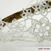 auffällige Statementkette Isabella aus weißer Baumwolle mit Glasperlen und Verschluss 925er Silber Bild 2