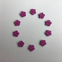 Holzknöpfe Blümchen gepunktet, 10 Stück in 7 Farben, 15 mm, rosa, türkis, gelb, lila, violett, blau, rot Bild 9