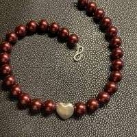 Rote Perlenkette,Handgefertigte Halskette mit roten Perlen,Perlencollier,Halskette mit Herz, Brautschmuck, Halsschmuck, Bild 5