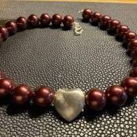 Rote Perlenkette,Handgefertigte Halskette mit roten Perlen,Perlencollier,Halskette mit Herz, Brautschmuck, Halsschmuck, Bild 8