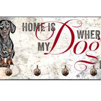 Hundegarderobe HOME IS WHERE MY DOG IS mit Kurzhaardackel Bild 1