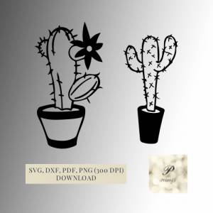 Plotterdatei Kaktus SVG Datei für Cricut, süße Kakteen Designs in den Formaten svg, png, dxf, pdf, tolle Plotterdateien Bild 1