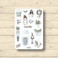 Sticker Sheet, Winter Girls, Aufkleber Planner Stickers, Scrapbook Stickers Bild 1