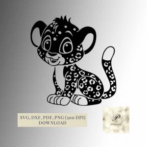 Plotterdatei Leopard SVG Datei für Cricut, süßes Leoparden Design  Digital Download Tiermotive Bild 1