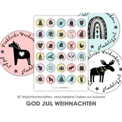 WEIHNACHTEN Teelicht - Botschaften Teelicht Vorlagen Bilder für Teelichter digitale Datei zum Selbstausdrucken