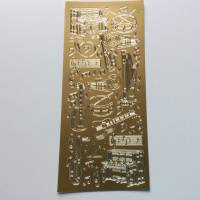 Sticker gold, Musikinstrumente Klavier, Gitarre, Harfe, selbstklebend, Kartenbasteln , Gestalten von Glückwunschkarten Bild 1