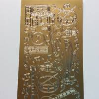 Sticker gold, Musikinstrumente Klavier, Gitarre, Harfe, selbstklebend, Kartenbasteln , Gestalten von Glückwunschkarten Bild 3