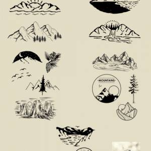 Landschaft Gravurvorlagen, Sofort Download, SVG Dateien zum Gravieren und Brandmalen, Berge Designs Bild 4