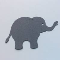 Stanzteile Elefanten, 5 Stück in hellgrau und mittelgrau, Kartenaufleger, zum Kartenbasteln Bild 2