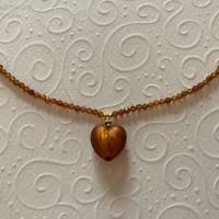 Braune Granatkette mit Herz: Glas blattgoldgefüllt, Geschenk für Frauen, Trachtenschmuck, Handarbeit aus Bayern Bild 6