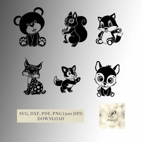 Plotterdatei Set Waldtiere SVG Dateien für Cricut, Süße Waldtiere  Digital Download Fuchs, Luchs, Eichhörnchen, Bär, Wol