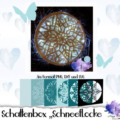 Schattenbox Motiv “Schneeflocke” SVG, DXF, PNG , Lightbox, Shadowbox