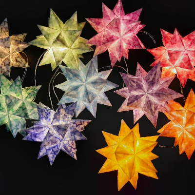 Origami Bastelset Bascetta Farbwahl 10 Sterne transparent Stern im Stern 5,0 cm x 5,0 cm