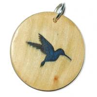 Origineller Anhänger "Kolibri" aus Hartholz. Vogel Holz Geschenk Halskette  Schmuck Amulett Schlüsselanhänger Bild 1