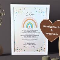 Taufgeschenk personalisiert für Jungen - Patenbrief - Taufe Poster Regenbogen - Bilderrahmen mit Namen - Geschenk - Deko Bild 3