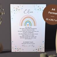 Taufgeschenk personalisiert für Jungen - Patenbrief - Taufe Poster Regenbogen - Bilderrahmen mit Namen - Geschenk - Deko Bild 4