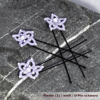 3er Set Haarnadeln Haarsterne aus Baumwolle mit Glaswachsperle und kleinen Glasperlchen an Bobby-Pin U-Pin Bild 2