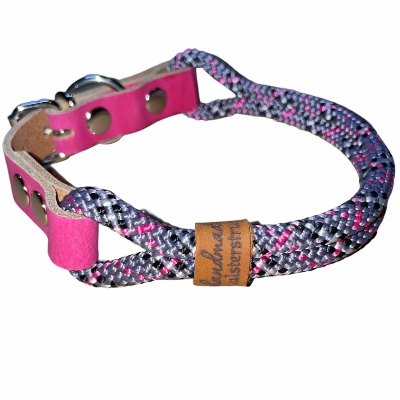 Kleine Hunde, leichtes Mini-Hundehalsband, verstellbar, grau, schwarz, pink, weiß, silber, Leder und Schnalle ab 17 cm H