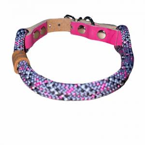 Kleine Hunde, leichtes Mini-Hundehalsband, verstellbar, grau, schwarz, pink, weiß, silber, Leder und Schnalle ab 17 cm H Bild 2