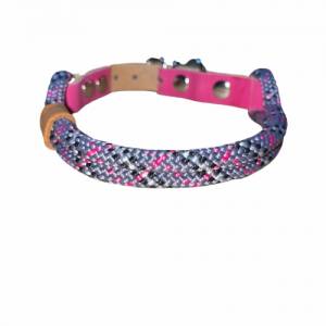 Kleine Hunde, leichtes Mini-Hundehalsband, verstellbar, grau, schwarz, pink, weiß, silber, Leder und Schnalle ab 17 cm H Bild 3