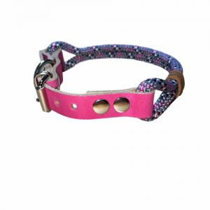 Kleine Hunde, leichtes Mini-Hundehalsband, verstellbar, grau, schwarz, pink, weiß, silber, Leder und Schnalle ab 17 cm H Bild 4