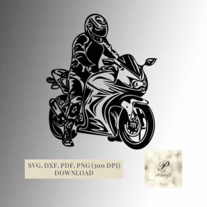 Plotterdatei Motorrad Fahrer SVG Datei für Cricut, Motorrad Design  Digital Download für  Bastel- und Plotterprojekte Bild 1