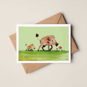 Wildschweine Postkarte mit Umschlag, Bild 1