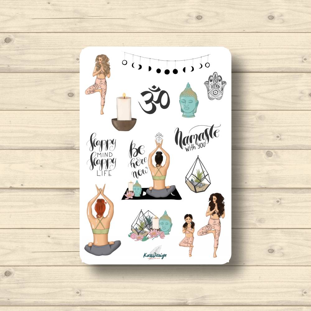 Sticker Sheet, Yoga Namaste, Aufkleber Planner Stickers