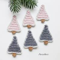 3 gehäkelte Tannenbäume in 2 Farben zur Wahl-Gastgeschenk,Weihnachtsdeko,Weihnachten,Advent,Tischdeko,Streudeko,grau Bild 1