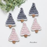 3 gehäkelte Tannenbäume in 2 Farben zur Wahl-Gastgeschenk,Weihnachtsdeko,Weihnachten,Advent,Tischdeko,Streudeko,grau Bild 2